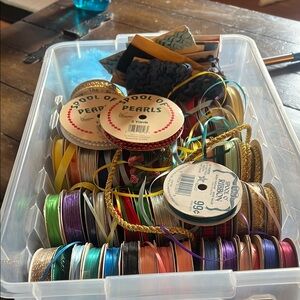 Red and Green Storage Container for Craft Supplies